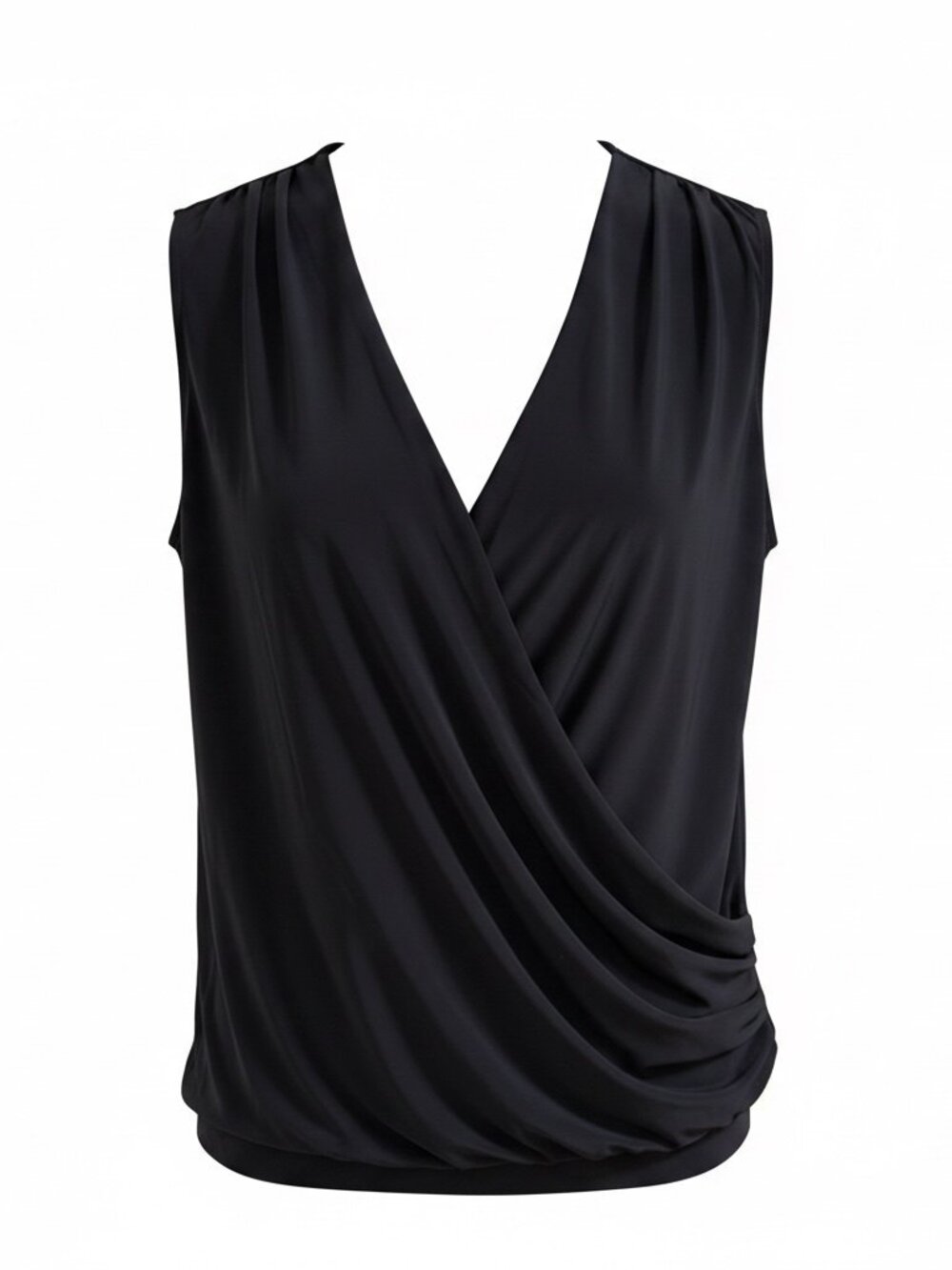Nic + Zoe Feel Good Fauz Wrap Knit Top - Size Medium - Black